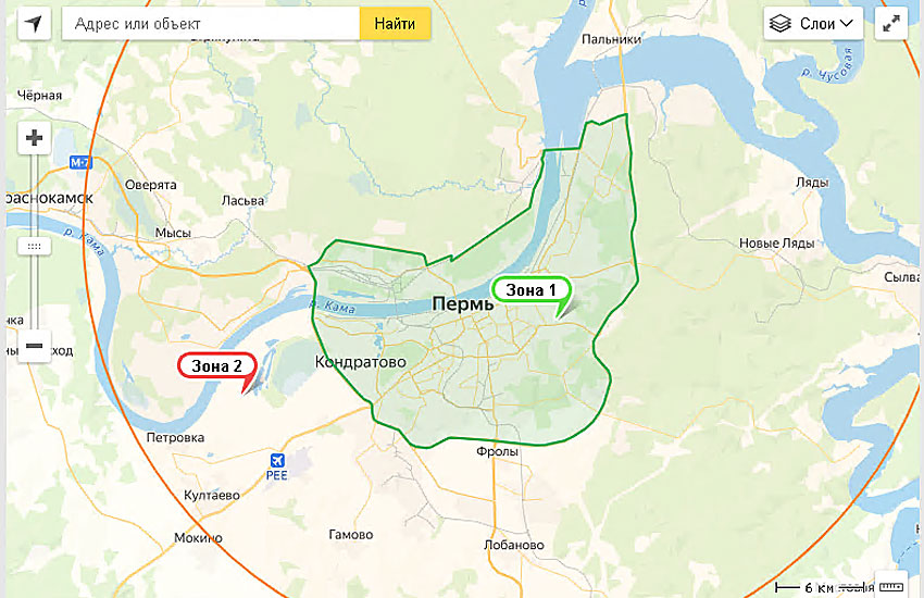 Карта доставки - Пермь