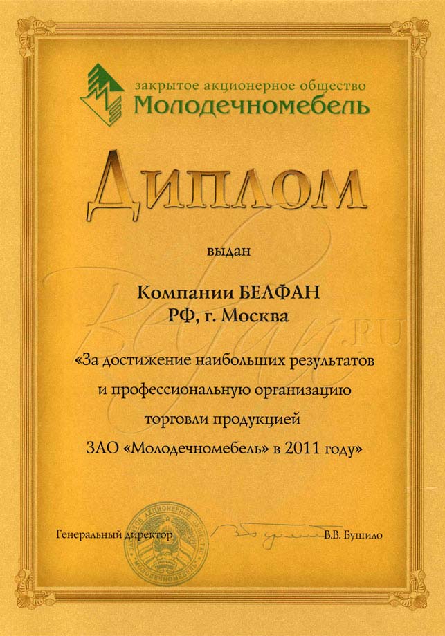 Диплом Молодечномебель 2011