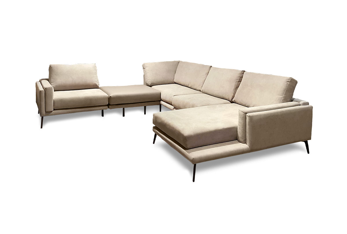 "Walker" диван угловой с оттоманкой и пуфом