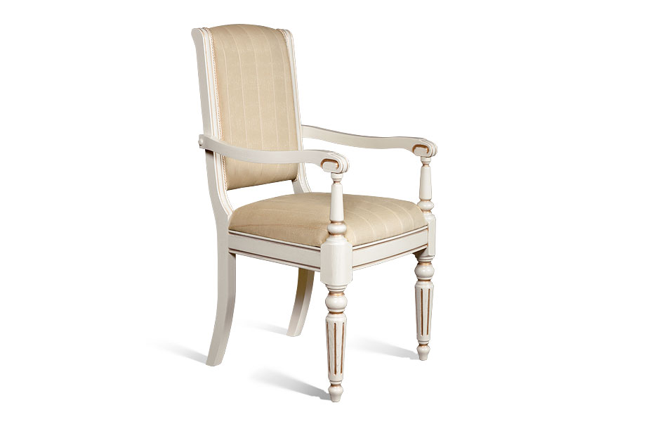 Стул с подлокотниками "Давиль"; белая эмаль с золотой патиной; Verona 24 (гр.Т6) БК