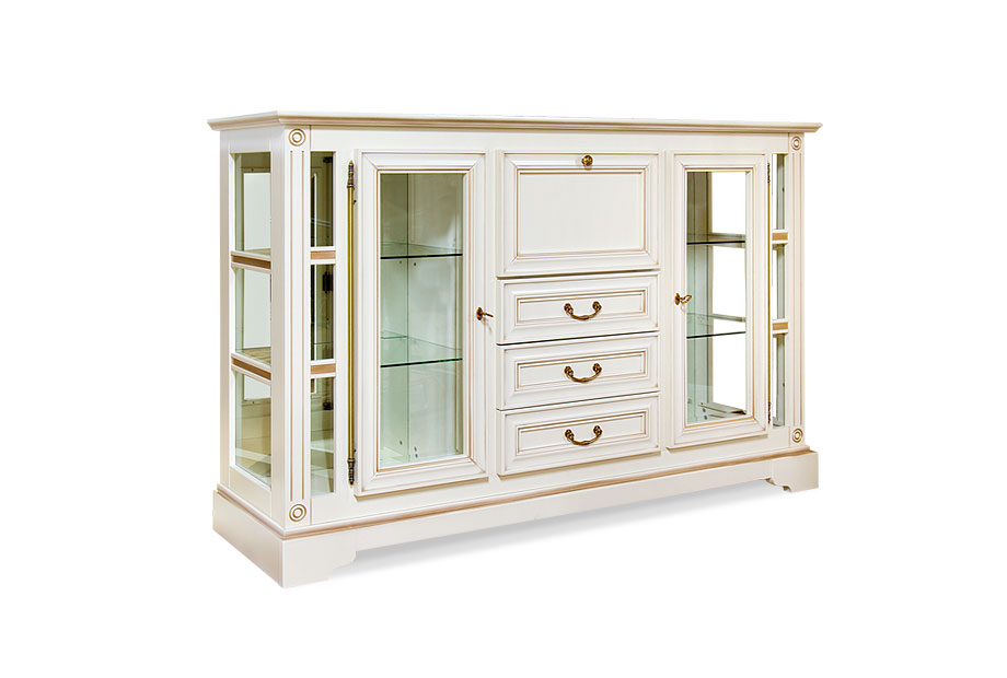 Тумба "Полонез" 21; ММ-174-21; белая эмаль с золотой патиной