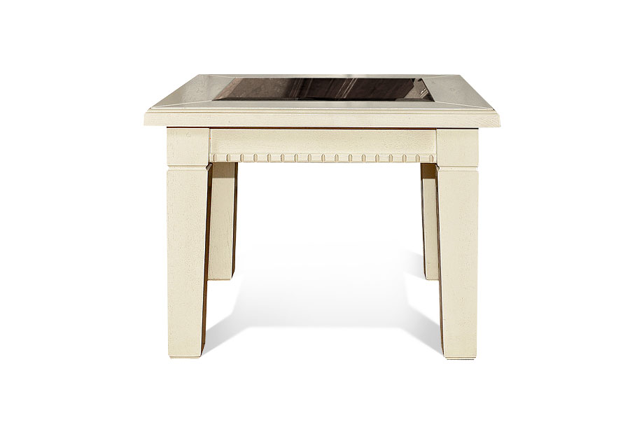 Стол журнальный "Верди Люкс 4"; стекло декоративное; слоновая кость