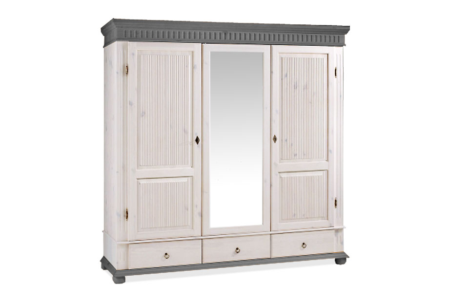 Шкаф "Хельсинки-3-SP-GT"; белый воск+серый