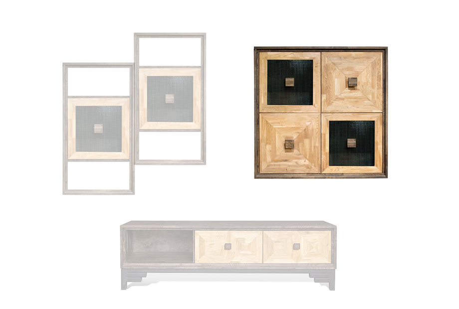 Модуль настенный "Cube Design" 4; фасад "косынка+стекло"; графит, бейц-масло