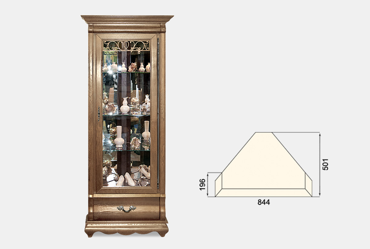 Шкаф с витриной угловой "Тэфи"