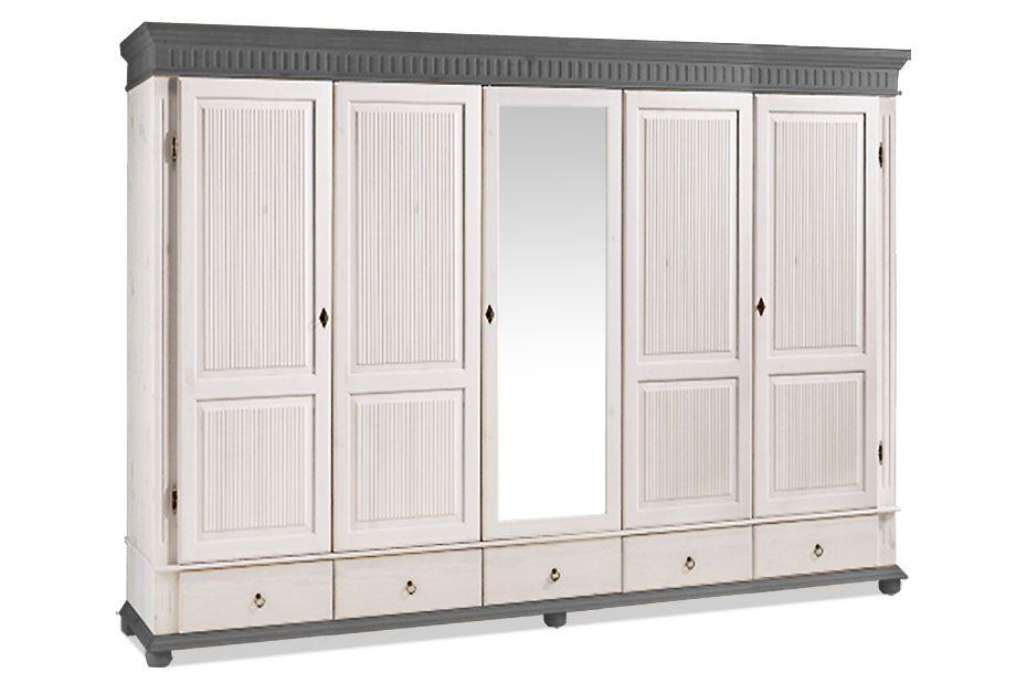 Шкаф "Хельсинки-5-SP-GT-М"; белый воск+серый