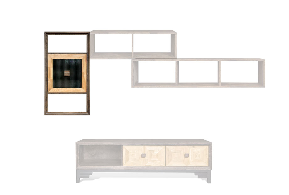 Модуль настенный "Cube Design" 2 (с нишей); фасад "косынка" (шпон); правый; графит, бейц-масло