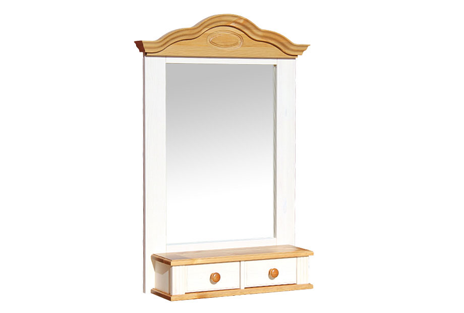 Полка-зеркало "Синди"; белый воск+антик