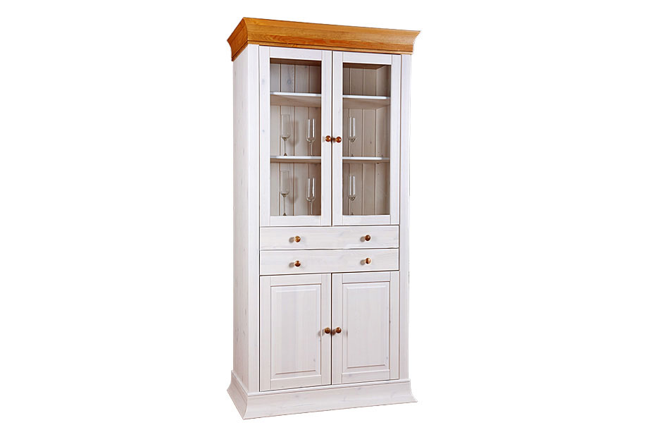 Шкаф "Бостон-4+2"; белый воск+антик