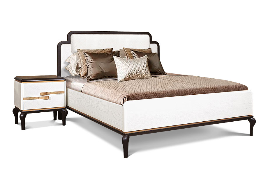 Кровать "Мадлен"; без основания, без матраса; (1600x2000); альба+черная эмаль