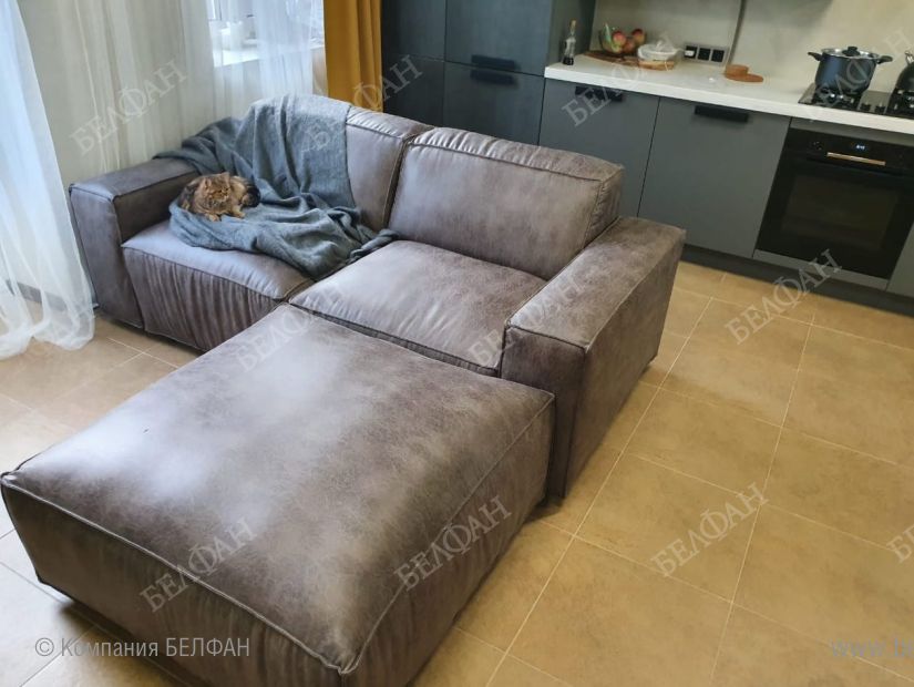 "Брик" диван угловой с пуфом. Фотографии клиентов. 2