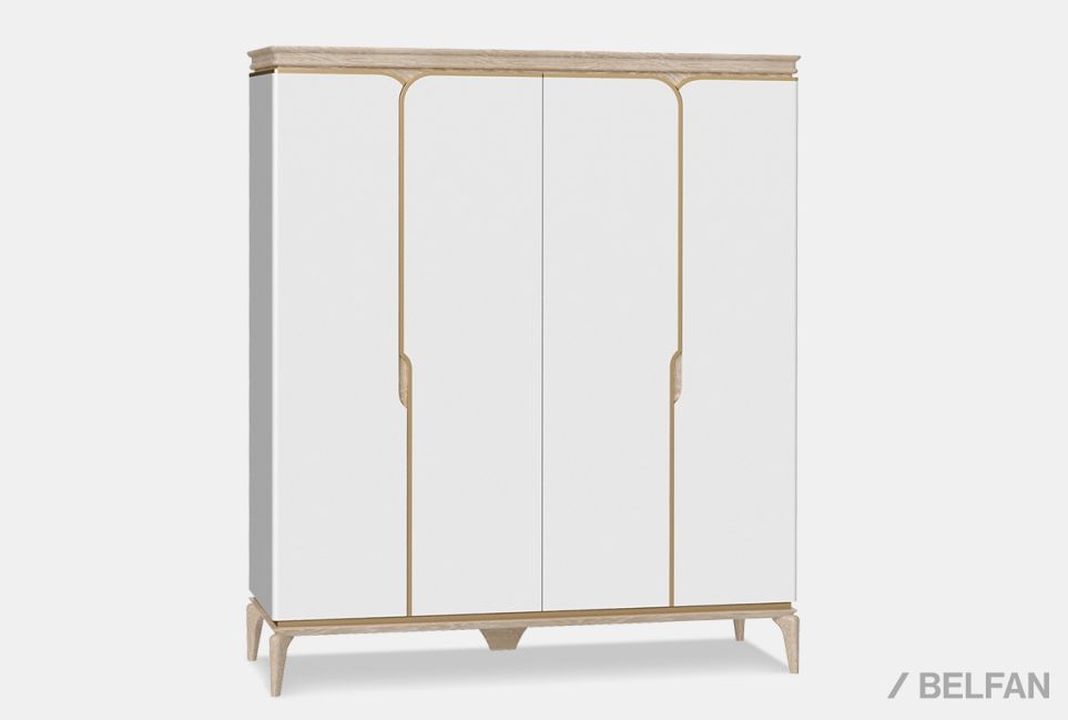 Шкаф для одежды 4-х дверный "Алекса" массив и шпон дуба, МДФ 2