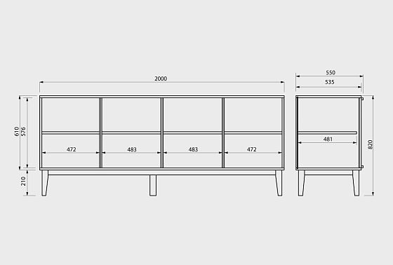 Тумба 4-х дв. "Чикаго" массив и шпон дуба 10