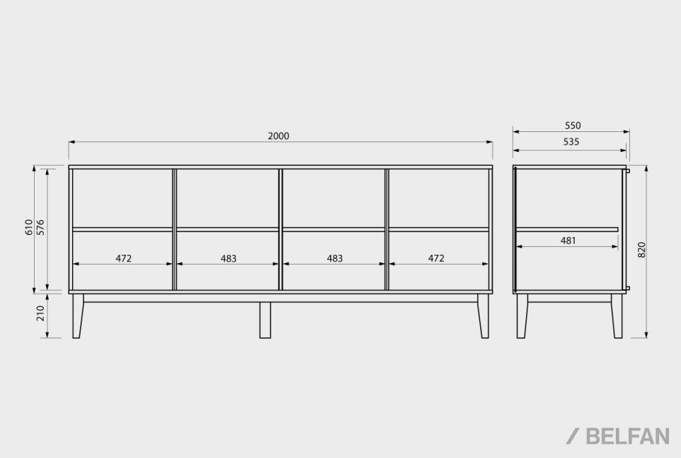 Тумба 4-х дв. "Чикаго" массив и шпон дуба 4