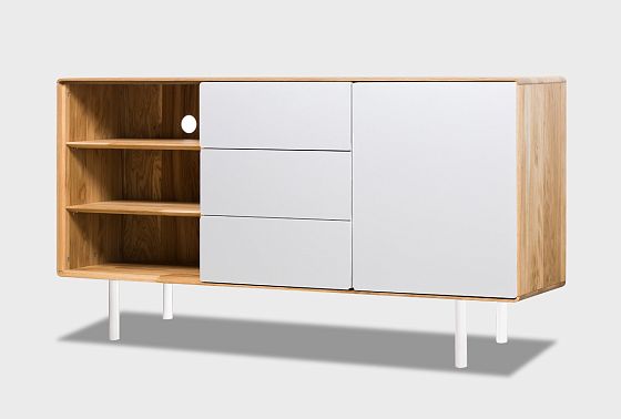 Тумба "Норман" 3 с нишей (левая) массив дуба, МДФ, металл 10