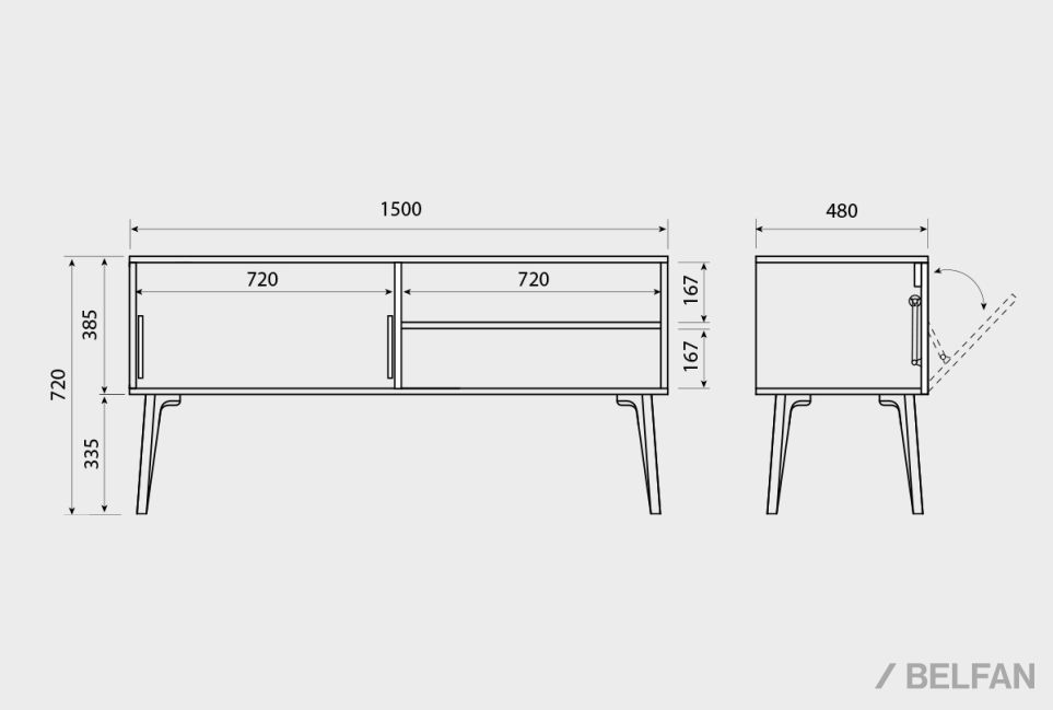 Тумба под ТВ "Elva" 1500 массив и шпон дуба 4