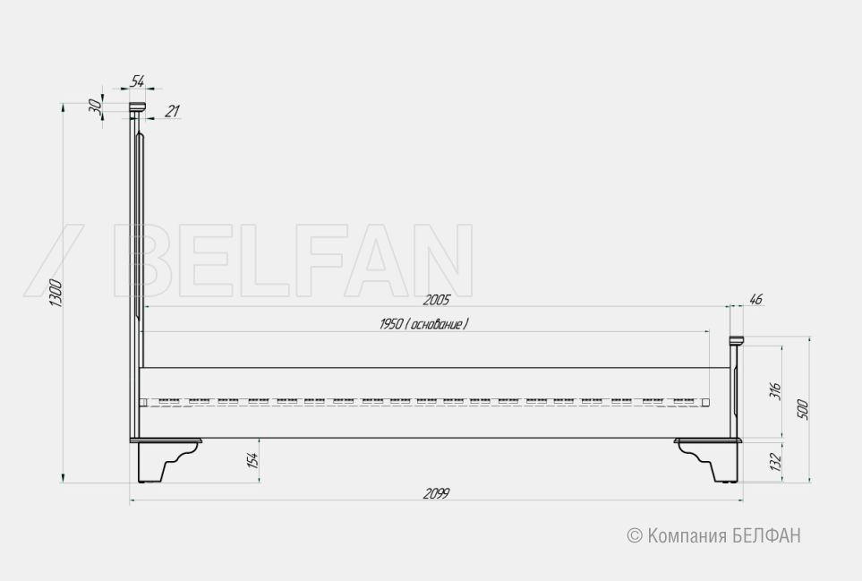 Кровать "Brianson" массив и шпон дуба, МДФ 3