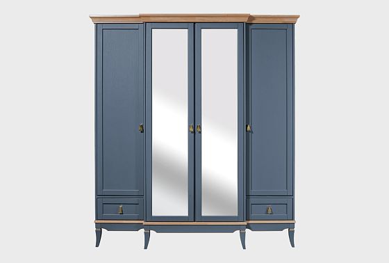 Шкаф для одежды 4-х дв. "Стюарт" (с зеркалом) массив и шпон дуба 10