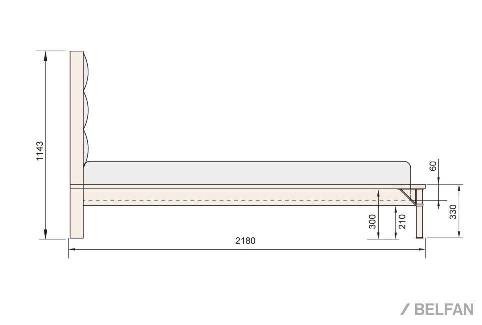 Кровать "Extera" 140М массив дуба, металл 2