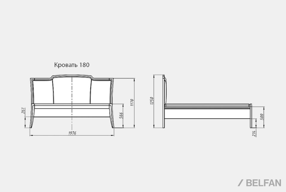 Кровать "Costa" (низкое изножье) массив и шпон дуба 4