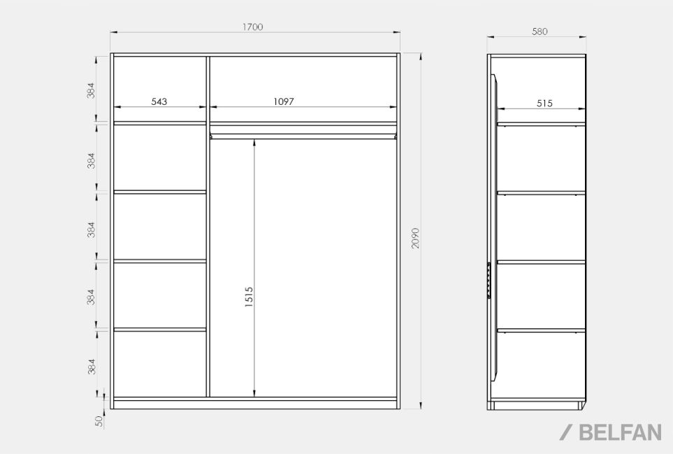 Шкаф для одежды 3-х дверный "Wallstreet" массив дуба, МДФ 4