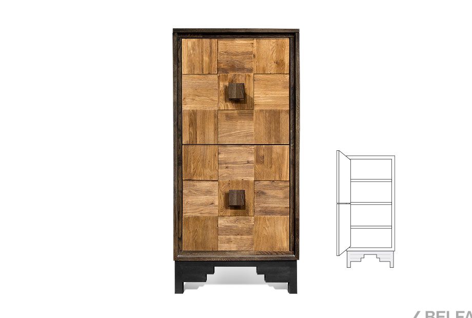 Тумба высокая "Cube Design" 2 массив и шпон дуба 1