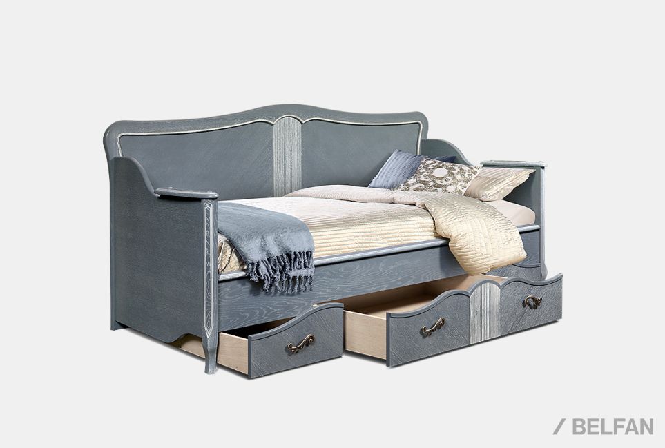 Кровать односпальная "Katrin" 90 (фигурная спинка) массив и шпон дуба 2