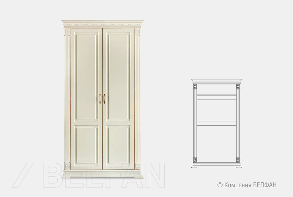 Шкаф для одежды 2-х дв. "Верди Люкс 2/4" массив и шпон дуба 1