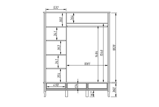 Шкаф для одежды "Katrin" фигурный 3-х дв. без зеркала массив и шпон дуба 4