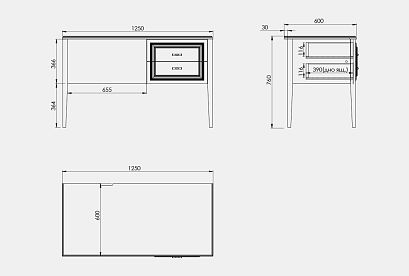 Стол письменный "Сакраменто" (1 тумба справа); *А-016.13-1; сумеречный