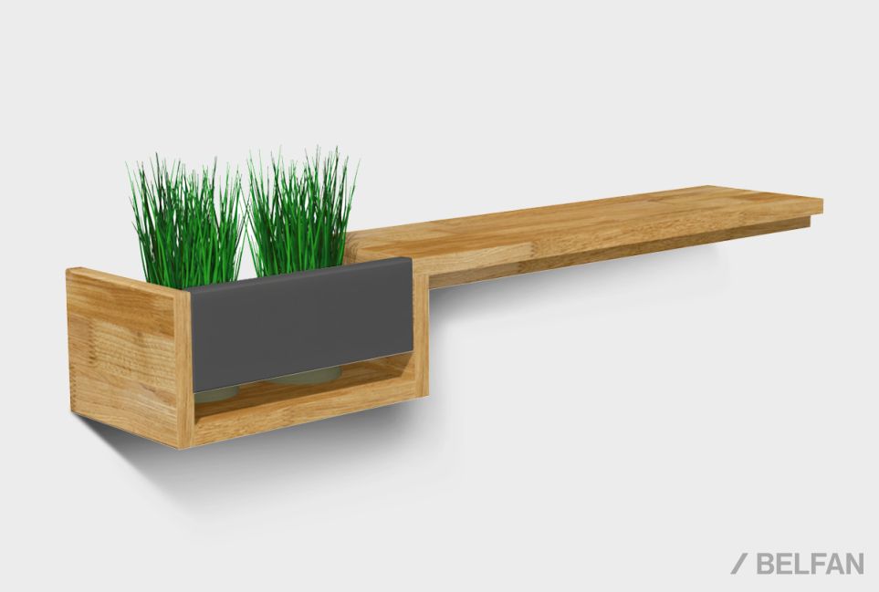 Полка с нишей "Wallstreet" (левая) массив дуба, МДФ 1