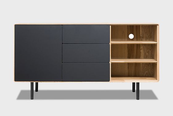 Тумба "Норман" 3 с нишей (правая) массив дуба, МДФ, металл 11