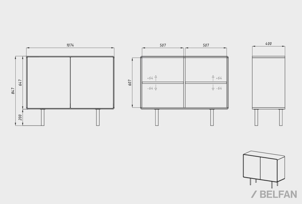 Тумба "Норман" 2 массив дуба, МДФ, металл 3
