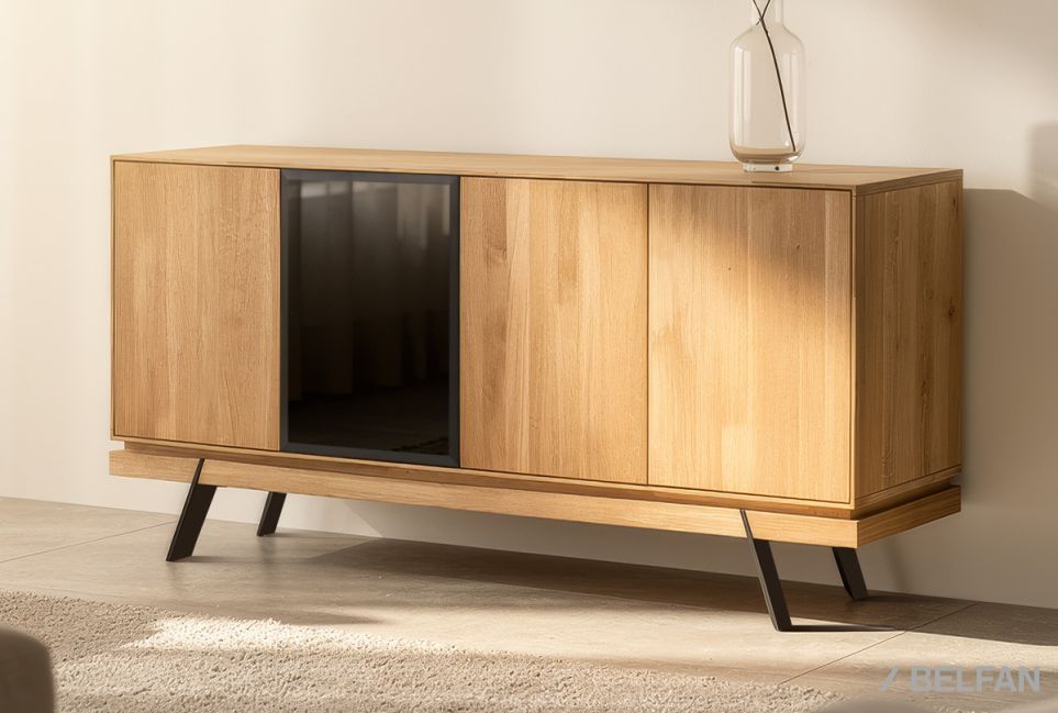 Тумба "Этна" массив дуба, металл 1