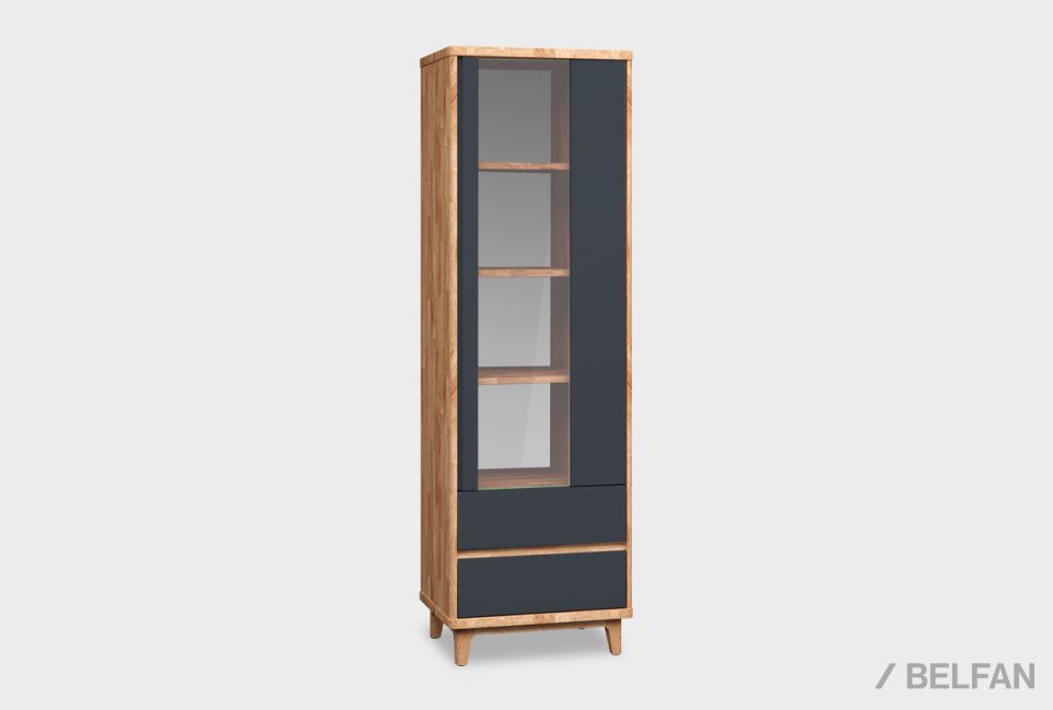 Шкаф с витриной 1-но дверный "Wallstreet" (правый) массив дуба, МДФ 1