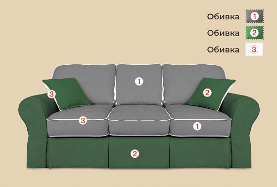 "Рафаэль" диван 3-х местный с оттоманкой  3
