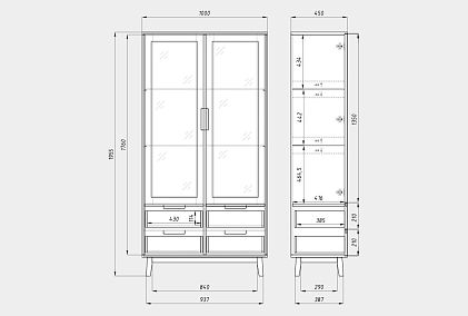 Шкаф с витриной 2-х дверный "Irving Design"