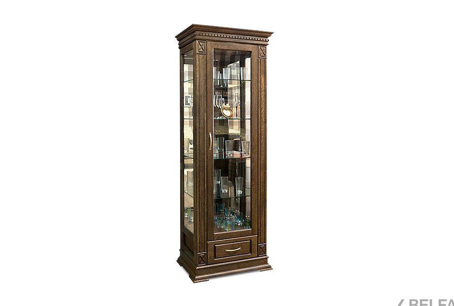 Шкаф с витриной "Верди Люкс 1з" массив и шпон дуба 1