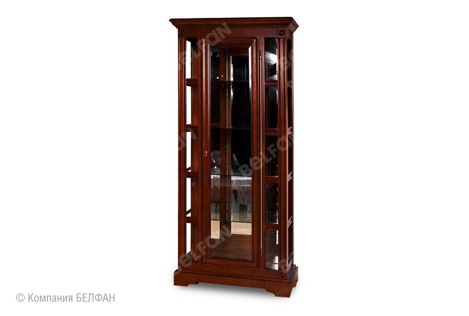 Шкаф с витриной "Полонез" 01 массив и шпон бука 1