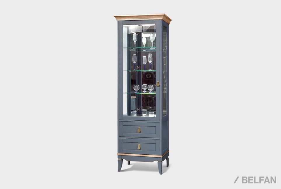 Витрина 1-но дверная "Стюарт" (левая) массив и шпон дуба 1