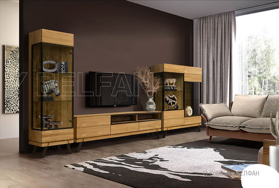 Тумба высокая "Etna" (стекло) массив дуба, металл 4