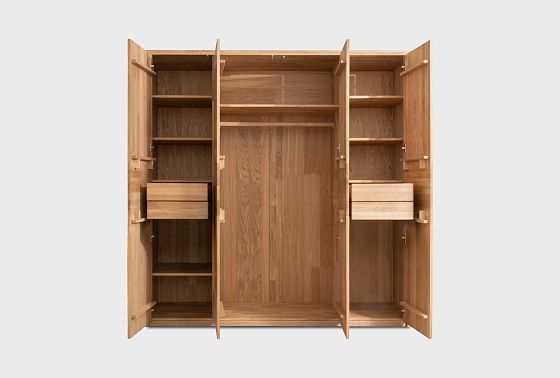 Шкаф для одежды 4-х дверный "Норд" (с ящиками) массив дуба 5
