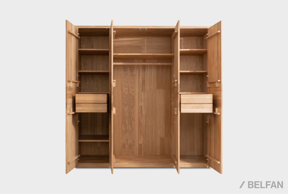 Шкаф для одежды 4-х дверный "Норд" (с ящиками) массив дуба 4