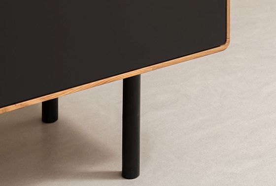 Тумба под ТВ высокая "Норман" 4 с нишей (левая) массив дуба, МДФ, металл 7