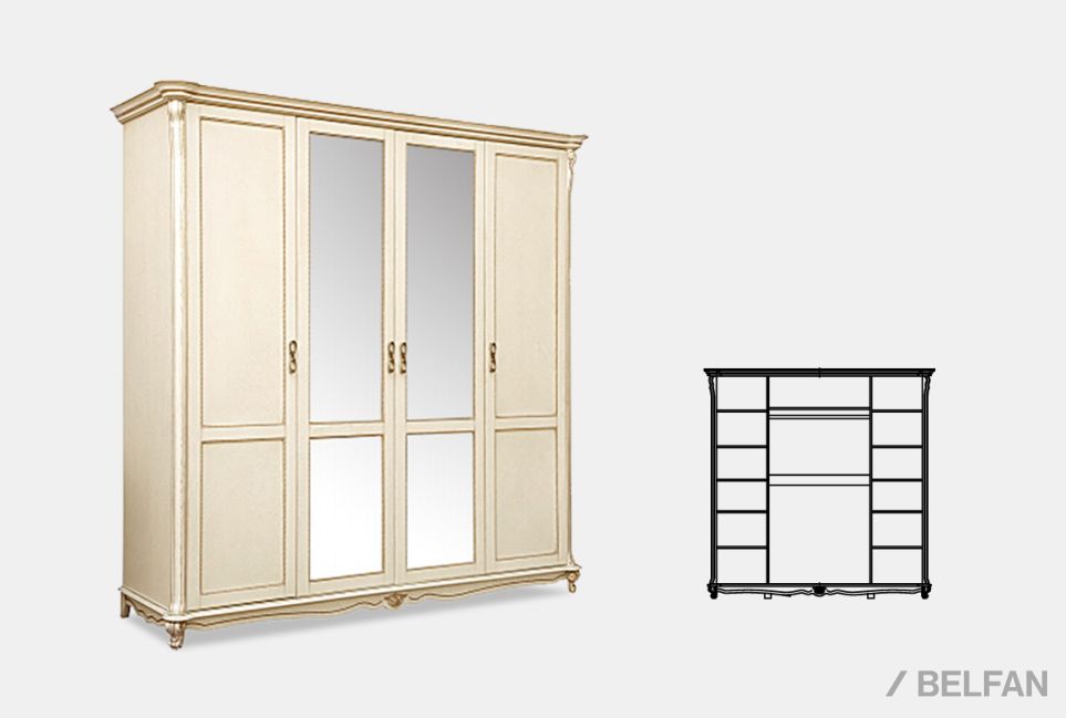 Шкаф 4-х дв. "Алези" массив и шпон дуба 4