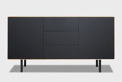 Тумба "Норман" 3 (с ящиками); дуб натуральный, чёрный