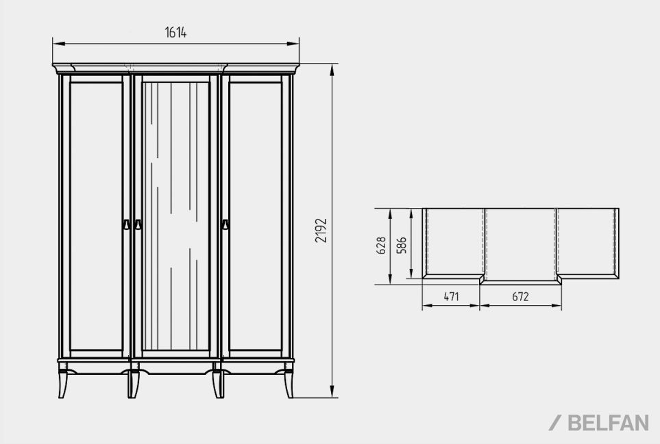 Шкаф для одежды 3-х дв. "Стюарт" (с зеркалом) массив и шпон дуба 4
