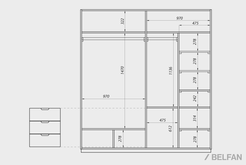 Шкаф-купе "Ирвинг" массив дуба 4