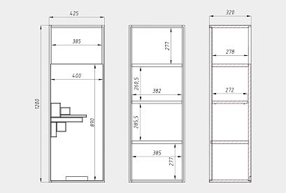 Шкаф навесной "Irving Design" 120 (правый); графит, бейц-масло