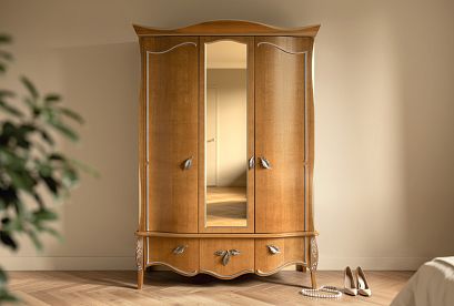 Шкаф для одежды 3-х дв. "Трио" (распашной); *ММ-277-01/03; коньяк с серебряной патиной+серебро